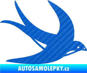 Samolepka Vlaštovka 004 pravá 3D karbon modrý