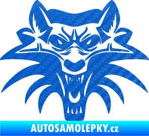 Samolepka Vlk 022 3D karbon modrý