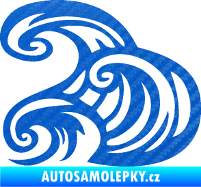 Samolepka Vlny 004 levá moře 3D karbon modrý