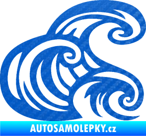 Samolepka Vlny 004 pravá moře 3D karbon modrý