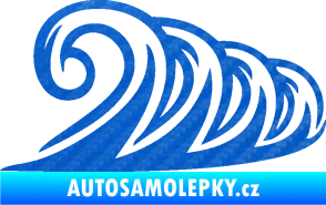 Samolepka Vlny 006 pravá moře 3D karbon modrý