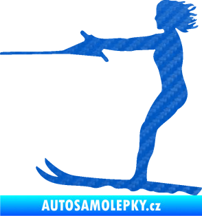 Samolepka Vodní lyže 002 levá 3D karbon modrý