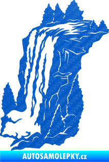 Samolepka Vodopád levá krajina 3D karbon modrý