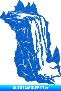 Samolepka Vodopád pravá krajina 3D karbon modrý