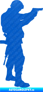 Samolepka Voják 002 pravá 3D karbon modrý