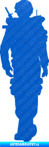 Samolepka Voják 003 pravá 3D karbon modrý