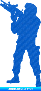 Samolepka Voják 004 levá 3D karbon modrý