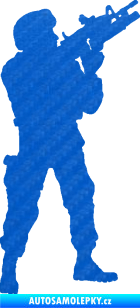 Samolepka Voják 004 pravá 3D karbon modrý