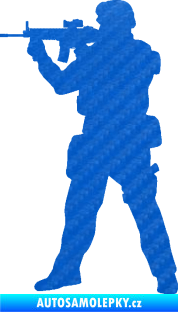 Samolepka Voják 006 levá 3D karbon modrý