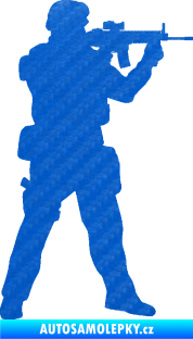 Samolepka Voják 006 pravá 3D karbon modrý