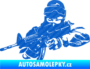 Samolepka Voják 009 levá 3D karbon modrý