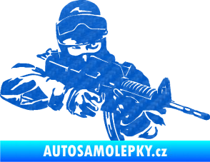 Samolepka Voják 009 pravá 3D karbon modrý