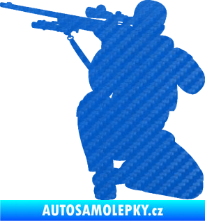Samolepka Voják 010 levá sniper 3D karbon modrý