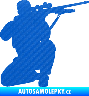 Samolepka Voják 010 pravá sniper 3D karbon modrý