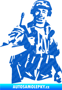 Samolepka Voják 014 pravá 3D karbon modrý