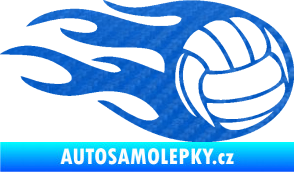 Samolepka Volejbalový míč 002 pravá 3D karbon modrý