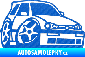 Samolepka VW Golf 3 karikatura pravá 3D karbon modrý
