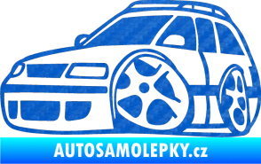 Samolepka VW Passat b6 karikatura levá 3D karbon modrý