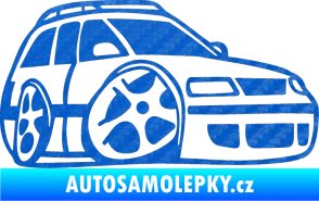 Samolepka VW Passat b6 karikatura pravá 3D karbon modrý