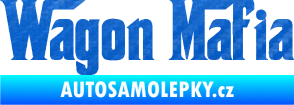 Samolepka Wagon Mafia 001 nápis 3D karbon modrý