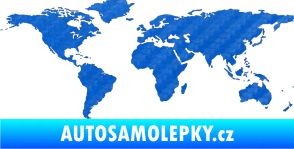 Samolepka World mapa světa 3D karbon modrý