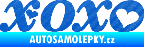 Samolepka XOXO nápis se srdíčkem 3D karbon modrý