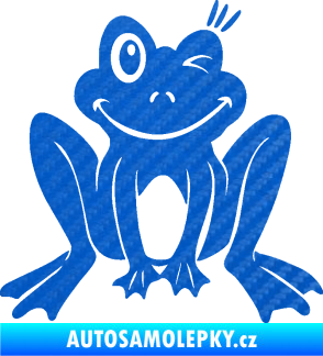 Samolepka Žába 010 pravá mrkající 3D karbon modrý