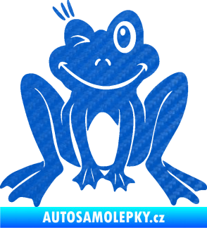 Samolepka Žába 010 levá mrkající 3D karbon modrý