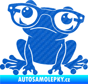 Samolepka Žába 011 levá kouká s brýlemi 3D karbon modrý