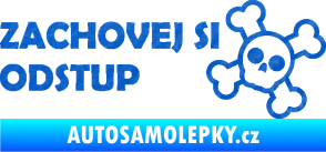 Samolepka Zachovej si odstup nápis 3D karbon modrý