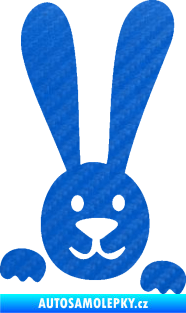 Samolepka Zajíc na bok 002 pravá 3D karbon modrý