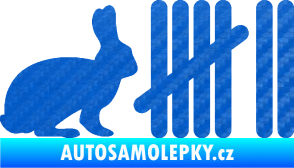 Samolepka Zářezy 003 zajíc 3D karbon modrý