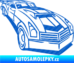 Samolepka Závodní auto 003 pravá 3D karbon modrý