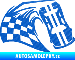 Samolepka Závodní auto 005 pravá 3D karbon modrý