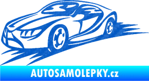 Samolepka Závodní auto 007 levá 3D karbon modrý
