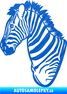Samolepka Zebra 001 levá hlava 3D karbon modrý