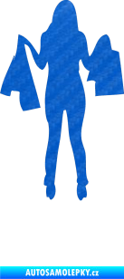 Samolepka Žena na nákupu 003 levá 3D karbon modrý