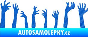 Samolepka Zombie 002 levá mrtví vylézají z hrobu 3D karbon modrý