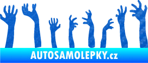 Samolepka Zombie 002 pravá mrtví vylézají z hrobu 3D karbon modrý