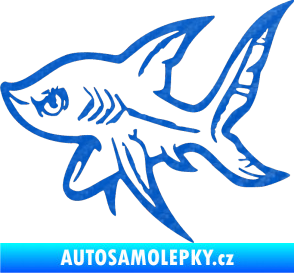 Samolepka Žralok 001 levá 3D karbon modrý