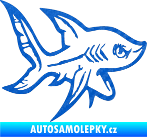 Samolepka Žralok 001 pravá 3D karbon modrý