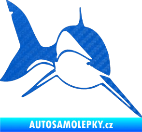 Samolepka Žralok 004 pravá 3D karbon modrý