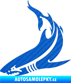 Samolepka Žralok 005 levá 3D karbon modrý