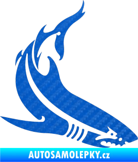Samolepka Žralok 005 pravá 3D karbon modrý