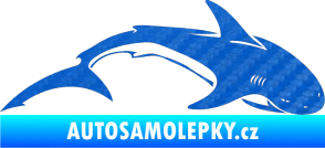 Samolepka Žralok 007 pravá 3D karbon modrý