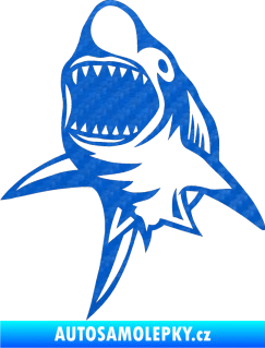 Samolepka Žralok 011 levá 3D karbon modrý