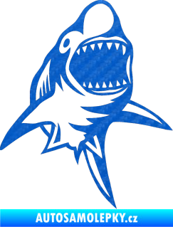 Samolepka Žralok 011 pravá 3D karbon modrý