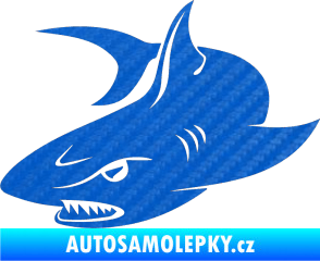 Samolepka Žralok 012 levá 3D karbon modrý