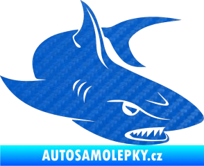 Samolepka Žralok 012 pravá 3D karbon modrý