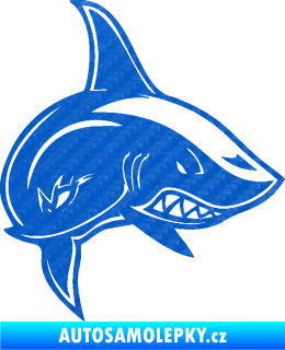 Samolepka Žralok 013 pravá 3D karbon modrý